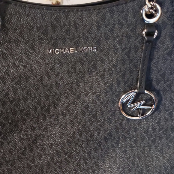 Michael Kors Black and Silver Monogram Purse - Picture 6 of 11